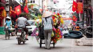 Obchodná ulica vo Vietname